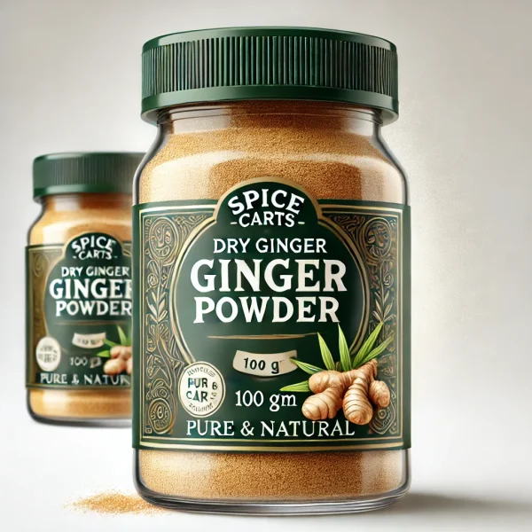 "Dry Ginger Powder - 100 gm, made from 100% natural dried ginger roots, perfect for cooking, digestion, and immunity boosting."